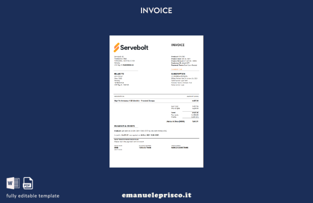 modello di fattura per società di hosting ad alte prestazioni Norvegia Servebolt